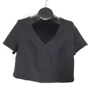 Torrid Textured Knit V-Neck Crop Top Women's Large / 12 Black Stretch Casual